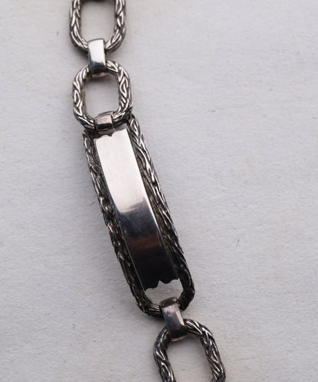 c.1950 France / Chevron Engraved ID Bracelet / Silver 800