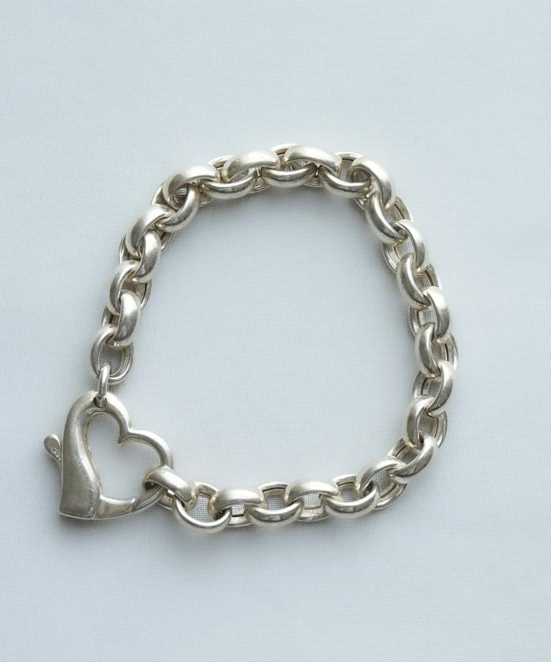 c.1980-90 Italy / ハートクラスプ/ロロチェーンブレスレット/ Silver