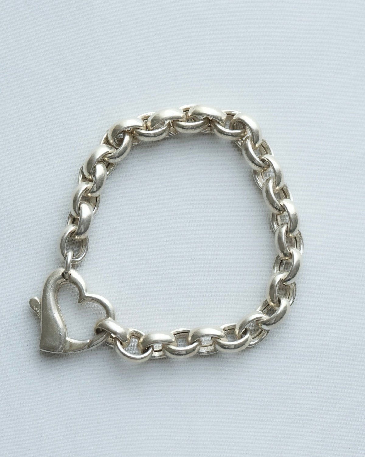 c.1980-90 Italy / ハートクラスプ/ロロチェーンブレスレット/ Silver