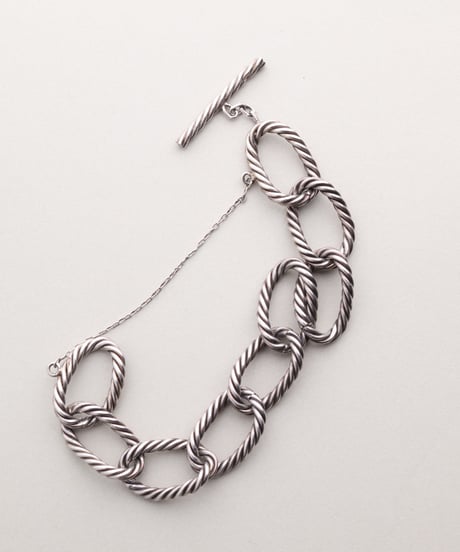 c.1950 France / Rope-edged Link Bracelet / Silver 800