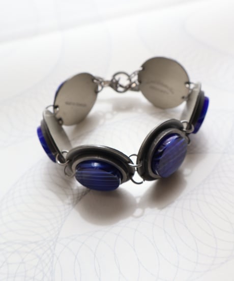 1960s Denmark/Bent Larsen ピューター×ブルーガラス モダンブレスレット
