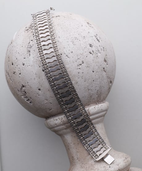 c.1960–70 Greece / Sculptural Wave Bracelet / Silver 925