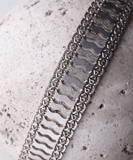 c.1960–70 Greece / Sculptural Wave Bracelet / Silver 925