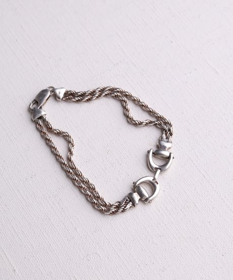 c.1980 France / Horse Bit Double Twist Bracelet / Silver 925