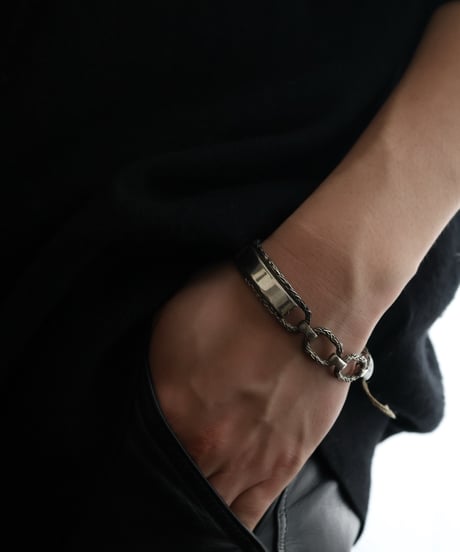 c.1950 France / Chevron Engraved ID Bracelet / Silver 800