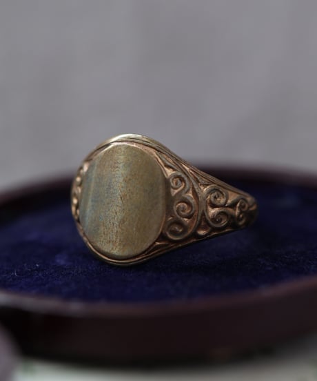 c.1900 UK/ ゴールドシグネットリング/19ct rolled gold