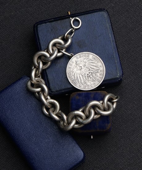 c.1930 Germany / ラウンドチェーンブレスレット / Silver 800 × 5マルクコイン