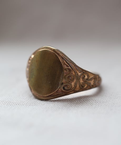 c.1900 UK/ ゴールドシグネットリング/19ct rolled gold