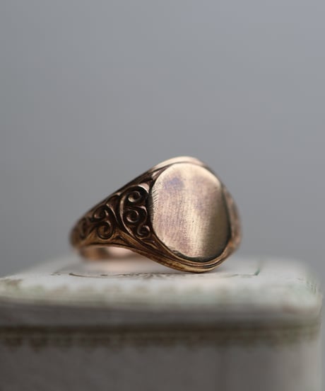 c.1900 UK/ ゴールドシグネットリング/19ct rolled gold