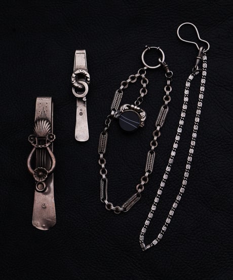 c.1890–1910 France / Tribal Motif Chatelaine / Silver 800