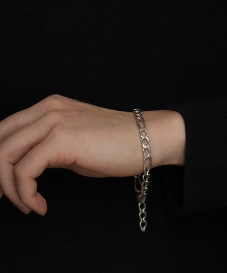 c.1950 France / Maille Cheval × Figaro Link Bracelet / Silver 800