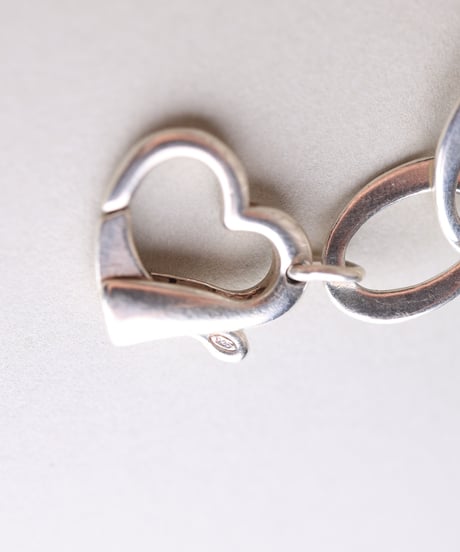 c.1980 Italy Modern Heart Chain Bracelet / Silver 925