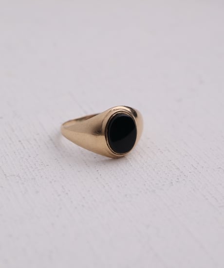 c.1970 England (Birmingham) / シグネットリング / 9ct Gold×Black Onyx