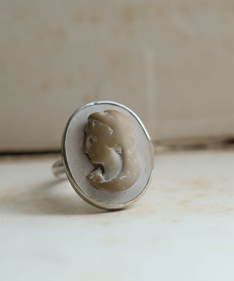 1943 Sweden / Italian Antique Lava Cameo Ring / Silver