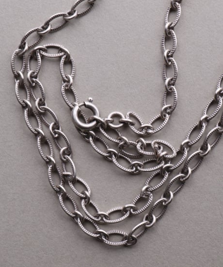 c.1940 France / Oval Link Chain Necklace / Silver 800