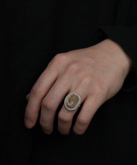 1943 Sweden / Italian Antique Lava Cameo Ring / Silver