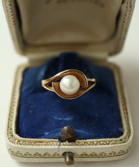 1977 England Birmingham /  ゴールドパールリング / 9CT Gold