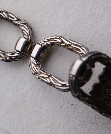 c.1950 France / Chevron Engraved ID Bracelet / Silver 800