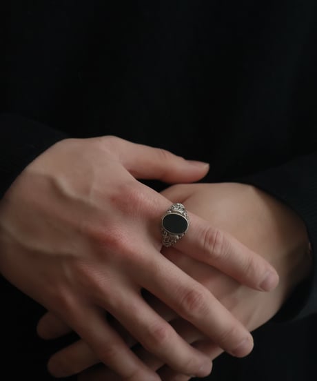 c.1920 Germany / Jugendstil Signet Ring/  Bloodstone × Silver 835