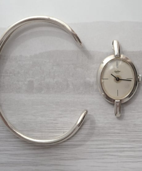 c.1960s France / Quilbé Paris シルバーバングルウォッチ / Silver 800