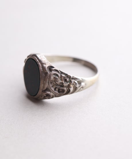 c.1920 Germany / Jugendstil Signet Ring/  Bloodstone × Silver 835