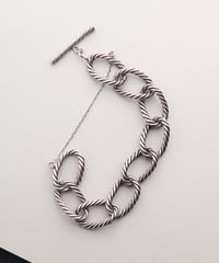 c.1950 France / Rope-edged Link Bracelet / Silver 800