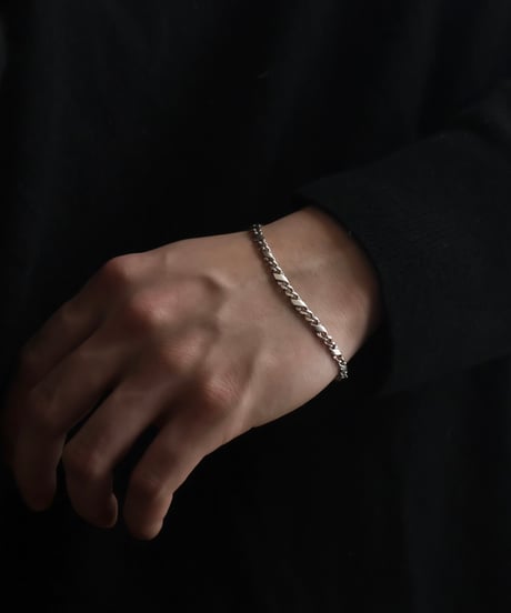 c.1970 Germany / Faceted Narrow Chain Bracelet / Silver 925