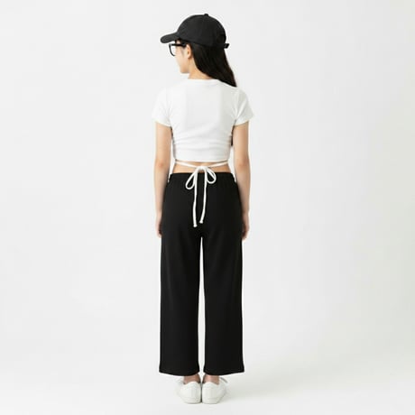 【S〜XL】ショート丈リブTシャツ(reco-m122)