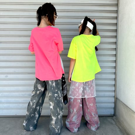 【90〜170cm】バックネオンバイカラーTシャツ（reco-k0127a）