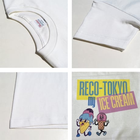 【110〜150cm】アイスクリームプリントTシャツ（reco-st26）