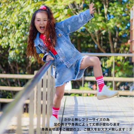【メール便送料無料・FREE SIZE】かかとなしスリーラインソックス (reco-h0226）
