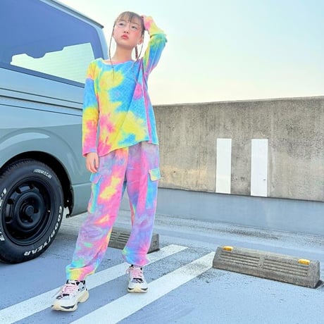【100〜170cm】タイダイロングTシャツ（reco-m091)