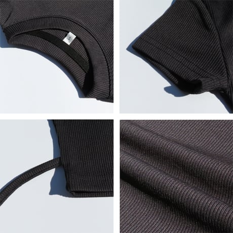 【S〜XL】ショート丈リブTシャツ(reco-m122)