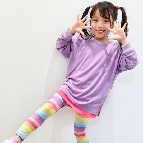 【90〜160cm】ネオンカラーロングTシャツ（reco-m018）