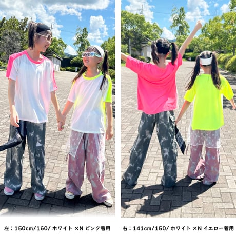 【90〜170cm】バックネオンバイカラーTシャツ（reco-k0127a）