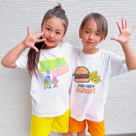 【110〜150cm】アイスクリームプリントTシャツ（reco-st26）