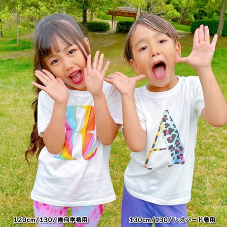 【110〜150cm】　アニマルイニシャルプリントTシャツ（reco-st15)