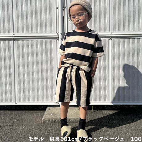 【100〜140cm】 ボーダーTEEス / ストライプショートパンツ（reco-m026）