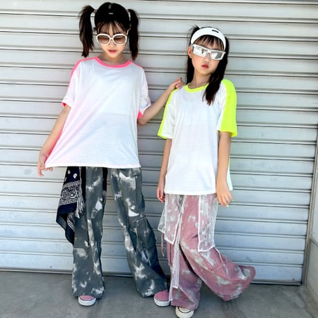 【90〜170cm】バックネオンバイカラーTシャツ（reco-k0127a）