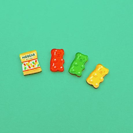 クマのグミ＋3色グミ4個入りセット　ピン