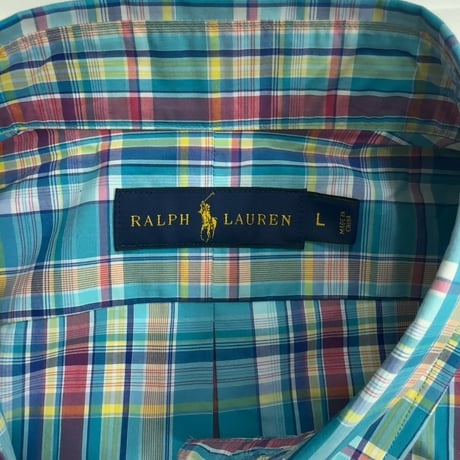 ラルフローレン Cotton100％　チェックボタンダウンシャツ　ロングスリーブ　中古