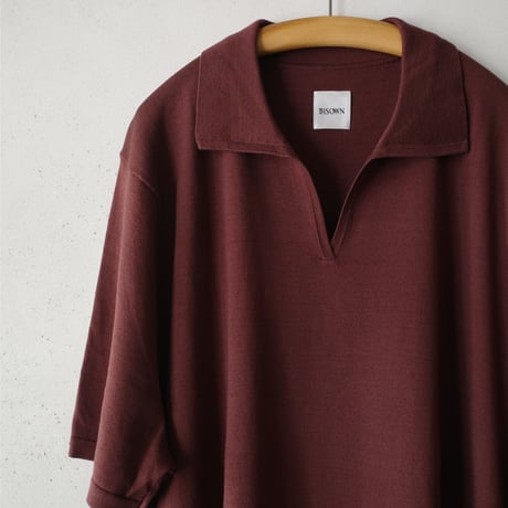 <BISOWN> SILK COTTON SKIPPER KNIT (MAROON)