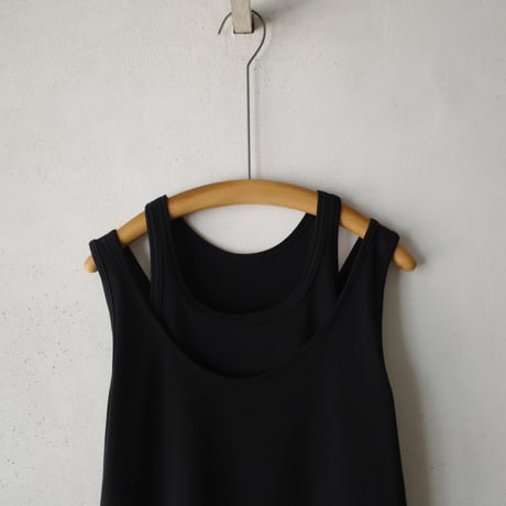 ＜BISOWN>  COTTON CIRCULAR RIB LAYERED TANKTOP (BLACK)