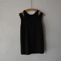 ＜BISOWN>  COTTON CIRCULAR RIB LAYERED TANKTOP (BLACK)
