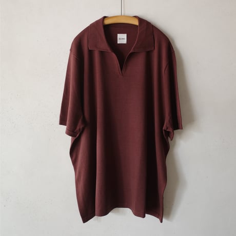 <BISOWN> SILK COTTON SKIPPER KNIT (MAROON)