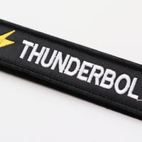 ワッペン THUNDERBOLT（サンダーボルト・稲妻・雷電） マジックテープ（ベルクロ）着脱式 ミリタリー サバゲー 刺繍パッチ サイズ：10×2.5cm
