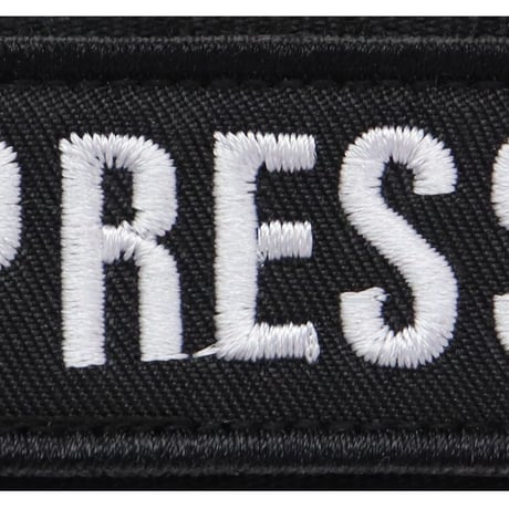 ワッペン PRESS（報道機関・マスコミ） マジックテープ着脱 刺繍パッチ 小 サイズ：8.2×2.5cm