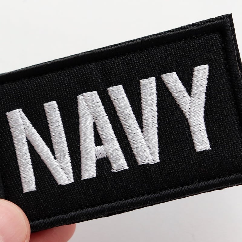 myway ワッペン付き　ブラック ワッペン NAVY（ネイビー・海軍） マジックテープ（ベルクロ・面