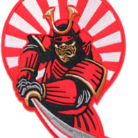 ワッペン 武者・侍・武士 アイロン接着 説明書付き 刺繍パッチ サイズ：横10.5cm、縦14.5cm