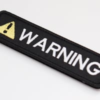 ワッペン WARNING（警告・注意・ワーニング） マジックテープ（ベルクロ）着脱式 ミリタリー サバゲー 刺繍パッチ サイズ：10×2.5cm